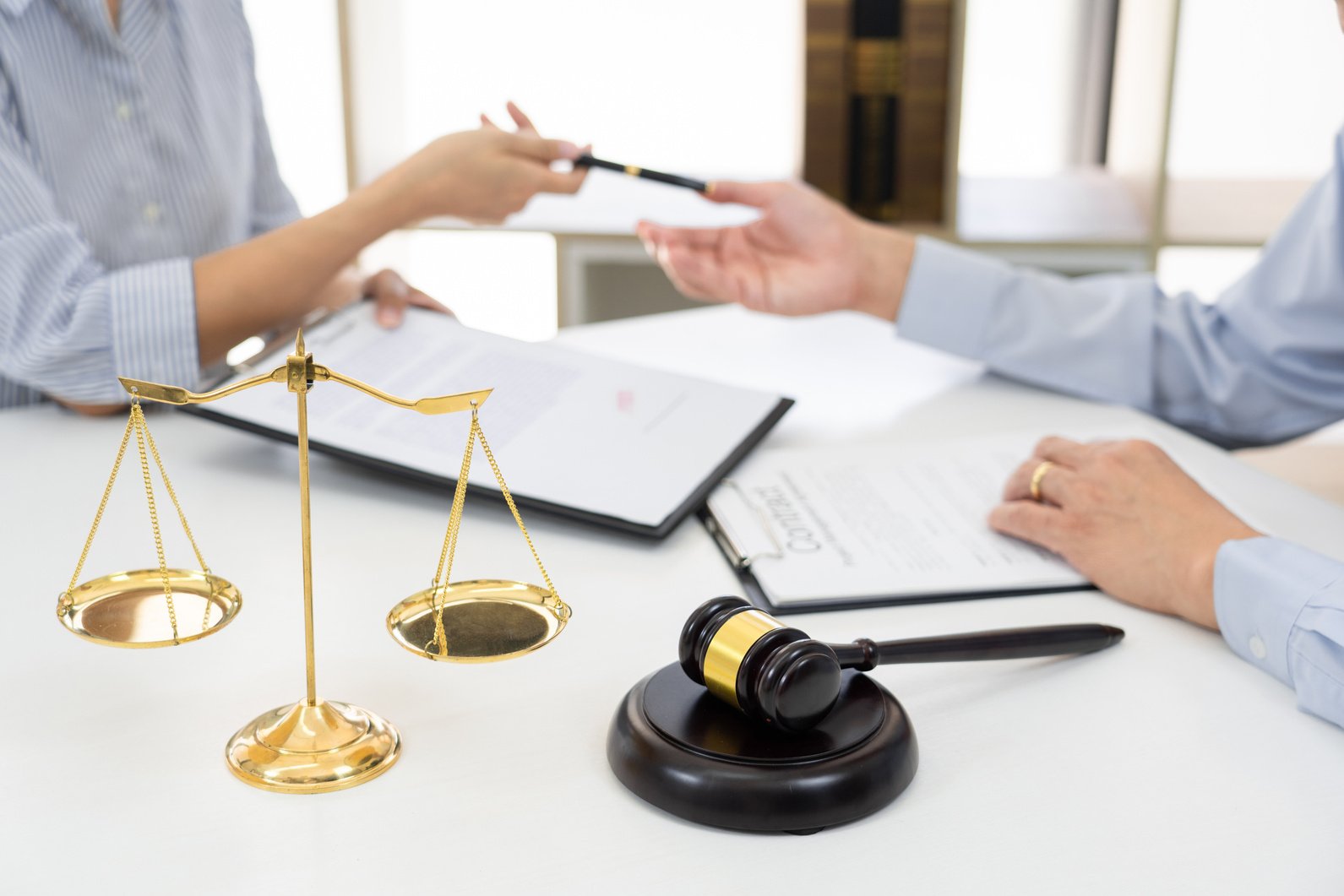 Judge Gavel and Balance Scale in Law Office